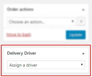 Assign a driver - WooCommerce order edit screen